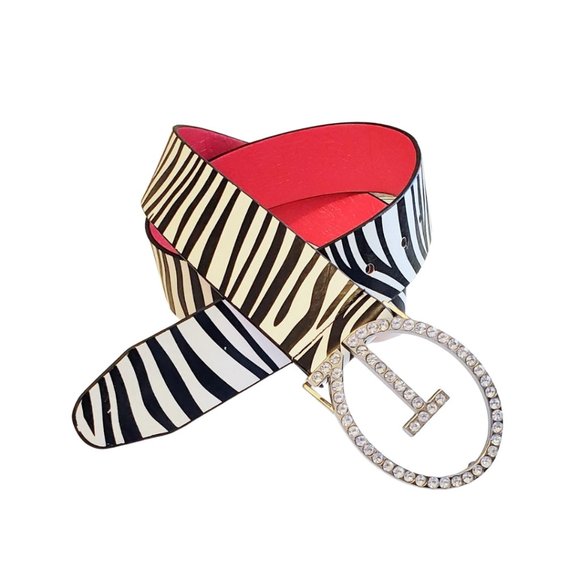Guess Zebra/Pink Reversible Bling Buckle Belt - Picture 1 of 3